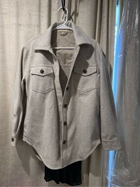 Blank NYC Light Gray Button-Up Shacket